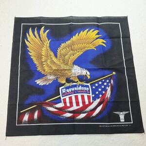 Vtg Official Easyriders Motorcycle Bandana Bald Eagle American Flag Black USA